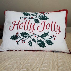 CHRISTMAS PILLOW (Holly Jolly) by Devi Designs